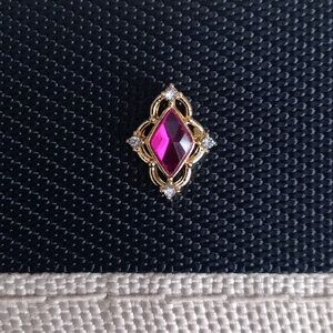 NEW FUCHSIA AND CLEAR COLORED RHINESTONES ON GOLD METAL BACK NAIL JEWEL CHARM